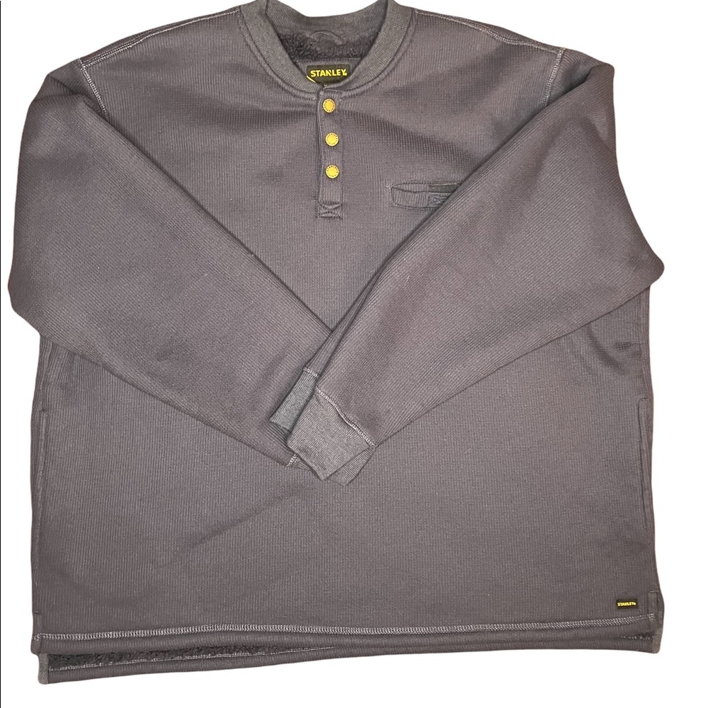 Stanley Mens Shirt Sherpa Fleece Lined Waffle Henley Thermal Blue SZ XXL
